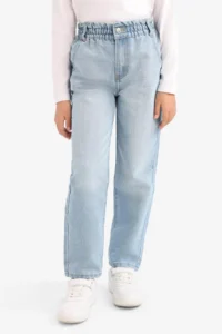 DeFacto Paperbag Standard Leg Jean Trousers Girl - Image 4