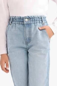 DeFacto Paperbag Standard Leg Jean Trousers Girl - Image 5