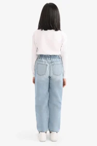 DeFacto Paperbag Standard Leg Jean Trousers Girl - Image 6