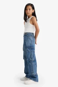 DeFacto Wide Leg Cargo Wide Leg Jean Trousers Girls - Image 3