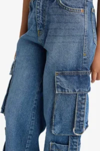 DeFacto Wide Leg Cargo Wide Leg Jean Trousers Girls - Image 5