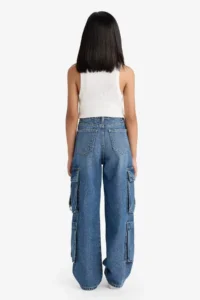 DeFacto Wide Leg Cargo Wide Leg Jean Trousers Girls - Image 6