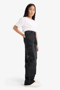 DeFacto Wide Leg Cargo Wide Leg Jean Trousers Girls