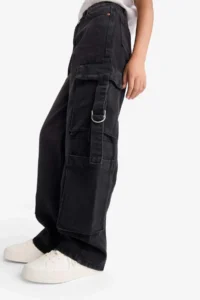 DeFacto Wide Leg Cargo Wide Leg Jean Trousers Girls - Image 5
