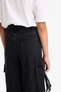 DeFacto Wide Leg Cargo Wide Leg Jean Trousers Girls - Image 6