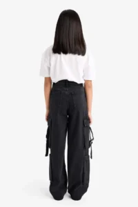 DeFacto Wide Leg Cargo Wide Leg Jean Trousers Girls - Image 7