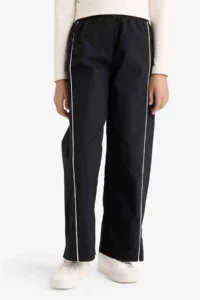 DeFacto Wide Leg Flexible Banded Parachute Black Girls' Trousers E6186A8/BK27 - Image 5