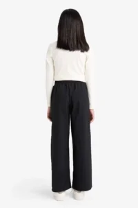 DeFacto Wide Leg Flexible Banded Parachute Black Girls' Trousers E6186A8/BK27 - Image 7