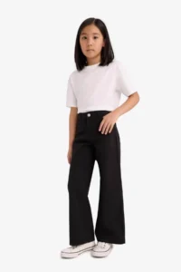 DeFacto Wide Leg Black Girls' Pants E6188A8/BK27 - Image 3