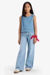 DeFacto Sleeveless Jeans Blouse Girls' - Image 2