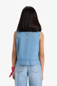 DeFacto Sleeveless Jeans Blouse Girls' - Image 5