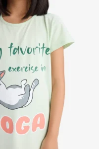 DeFacto 100% Cotton Cat Printed Nightgown for Girls - Image 4