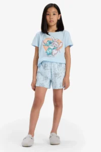 DeFacto Girl's Disney Lilo & Stitch Pajama Set Short Sleeve Top Shorts - Image 3