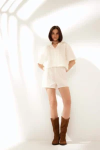 DeFacto 100% Cotton Normal Waist Short Leg Embroidery Shorts