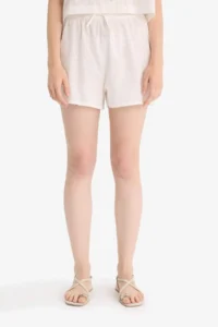DeFacto 100% Cotton Normal Waist Short Leg Embroidery Shorts - Image 4
