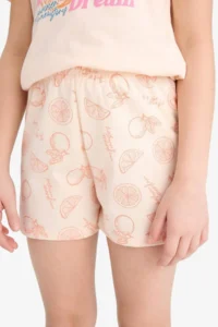 DeFacto Girl's Pajama Set Printed Short Sleeve Top Patterned Shorts - Image 6
