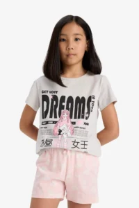 DeFacto 100% Cotton Anime Printed Pajama Set Girls - Image 3