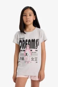 DeFacto 100% Cotton Anime Printed Pajama Set Girls - Image 4