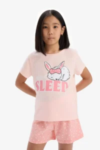 DeFacto 100% Cotton Printed Elastic Waist Pajama Set Girl Child - Image 4