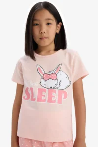 DeFacto 100% Cotton Printed Elastic Waist Pajama Set Girl Child - Image 5