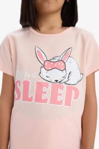 DeFacto 100% Cotton Printed Elastic Waist Pajama Set Girl Child - Image 6