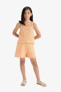 DeFacto Elastic Waist Knitwear Shorts Girls' - Image 3