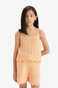 DeFacto Elastic Waist Knitwear Shorts Girls' - Image 4