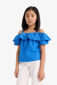 DeFacto Flounce Open Shoulder Short Sleeve Blouse Girl Child - Image 4