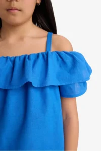 DeFacto Flounce Open Shoulder Short Sleeve Blouse Girl Child - Image 6
