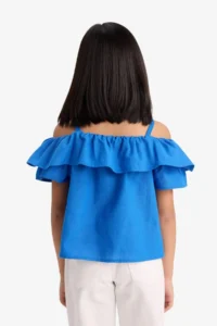 DeFacto Flounce Open Shoulder Short Sleeve Blouse Girl Child - Image 7