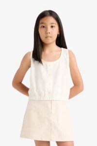 DeFacto buttoned Sleeveless Blouse Girls' - Image 3