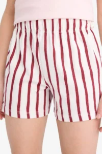 DeFacto Girl's Pajama Set Printed Short Sleeve T-Shirt Striped Shorts - Image 8