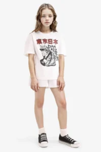 DeFacto Elastic Waist Basic Plain Shorts Girls' - Image 2