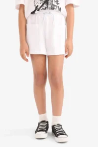 DeFacto Elastic Waist Basic Plain Shorts Girls' - Image 3