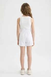 DeFacto Elastic Waist Basic Plain Shorts Girls' - Image 4