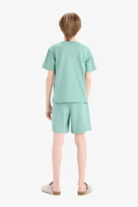 DeFacto 100% Cotton Printed Elastic Waist Pajama Set Boy - Image 8