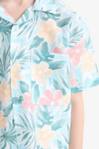 DeFacto Oversize Wide Fit Polo Neck Patterned Cotton Short Sleeve Shirt Boy - Image 5