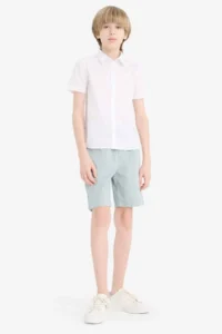 DeFacto Elastic Waist Gabardine Shorts Boy - Image 2
