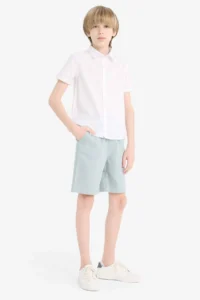 DeFacto Elastic Waist Gabardine Shorts Boy - Image 3