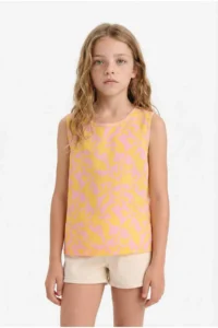 DeFacto Crew Neck Patterned Sleeveless Blouse Girl Child - Image 3