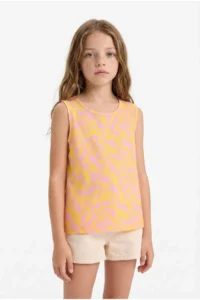 DeFacto Crew Neck Patterned Sleeveless Blouse Girl Child - Image 4