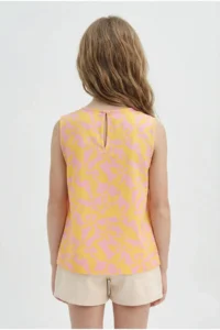 DeFacto Crew Neck Patterned Sleeveless Blouse Girl Child - Image 5