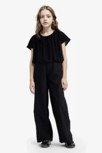 DeFacto Round Neck Short Sleeve Black Blouse Girls - Image 2