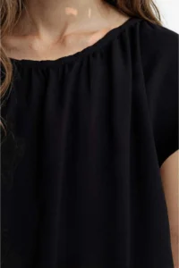 DeFacto Round Neck Short Sleeve Black Blouse Girls - Image 5