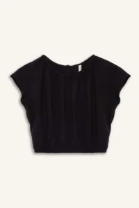 DeFacto Round Neck Short Sleeve Black Blouse Girls - Image 7