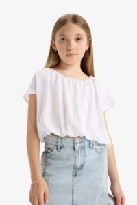 DeFacto Round Neck Short Sleeve Blouse Girl Child