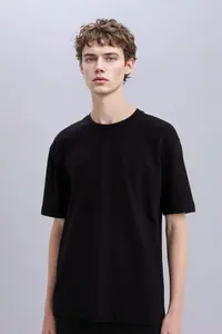 DeFacto 100% Cotton Oversize Wide Fit Crew Neck Basic Plain Short Sleeve T-Shirt