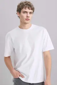 DeFacto 100% Cotton Oversize Wide Fit Crew Neck Basic Plain Short Sleeve T-Shirt
