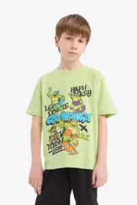 DeFacto 100% Cotton Ninja Turtles-Retro Elastic Waist Pajama Set for Boy - Image 3