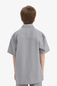 DeFacto Polo Collar Textured Short Sleeve Shirt Boy - Image 7